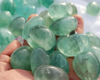 AA Green FLUORITE polished tumbles 1"