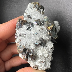 Druzy Chalcopyrite in Quartz Mineral Specimen