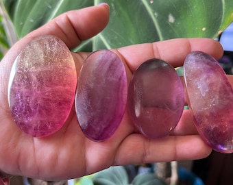 Candy Fluorite Palmstone: AAA Pink Crystal (2")