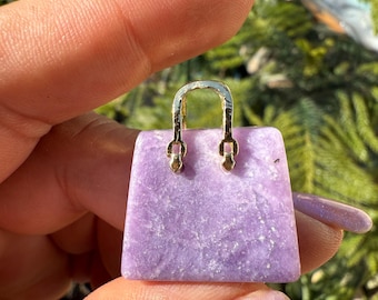 Purple Lepidolite Purse Charm: Crystal Healing Stone