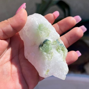 Green Tourmaline Crystal Specimen | Quartz with Green Tourmaline | Green Tourmaline Quartz | Green Tourmaline Cap