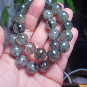 AAA Green Tourmaline Rutile and Quartz 12MM bracelet