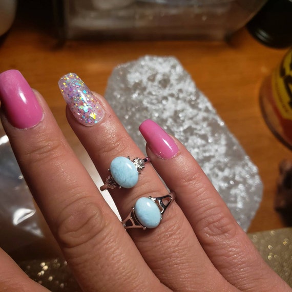 Larimar Ring: Adjustable Band, Caribbean Gemstone
