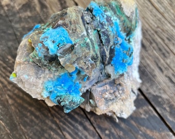 Aurichalcite Specimen - Cyanotrichite Specimen - Rare Cyanotrichite - Bright Blue Crystal Specimen