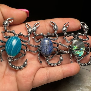Scorpion Gem Brooches | Gemstone Brooch | Scorpion Accessories | Crystal Brooch | Gem Scorpion