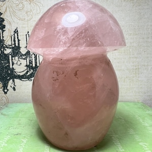 Rose Quartz Mushroom Carving | Rose Quartz Mushroom Figure | Rose Mushroom | Gemstone Mushroom
