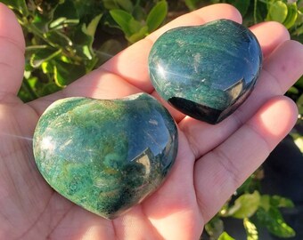 Green Ocean Jasper Polished Hearts