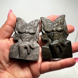 Silver Gold Sheen Obsidian Lady Plaque | Obsidian Lady Plaque Figures