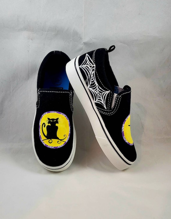 Hand PAINTED HALLOWEEN SHOES Witch Shoes Cat Shoes Toddler Child and Youth Sizes Etsy