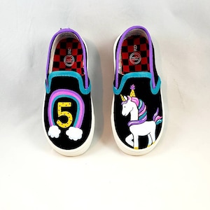 Hand PAINTED BIRTHDAY SHOES, Unicorn shoes, Rainbow shoes, Baby/Toddler, Child/Youth, and Womens Sizes