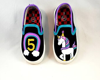 Hand PAINTED BIRTHDAY SHOES, Unicorn shoes, Rainbow shoes, Baby/Toddler, Child/Youth, and Womens Sizes