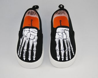Hand PAINTED HALLOWEEN SHOES, Skeleton feet shoes, Baby/Toddler, Child, Youth, and Womens Sizes