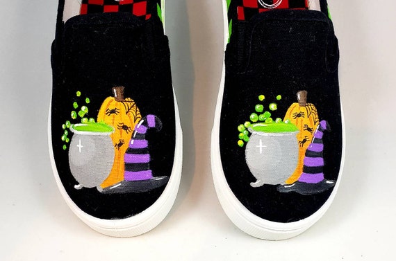 child and women/'s sizes baby bat shoes toddler Hand PAINTED HALLOWEEN SHOES youth