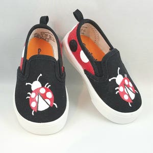 Hand PAINTED LADYBUG SHOES, Baby/Toddler, Child/Youth, and Women&#39;s Sizes