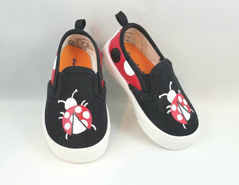 and Women/'s Sizes ChildYouth BabyToddler Hand PAINTED LADYBUG SHOES