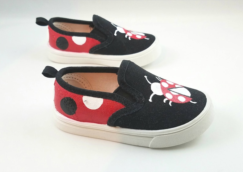 and Women/'s Sizes ChildYouth BabyToddler Hand PAINTED LADYBUG SHOES