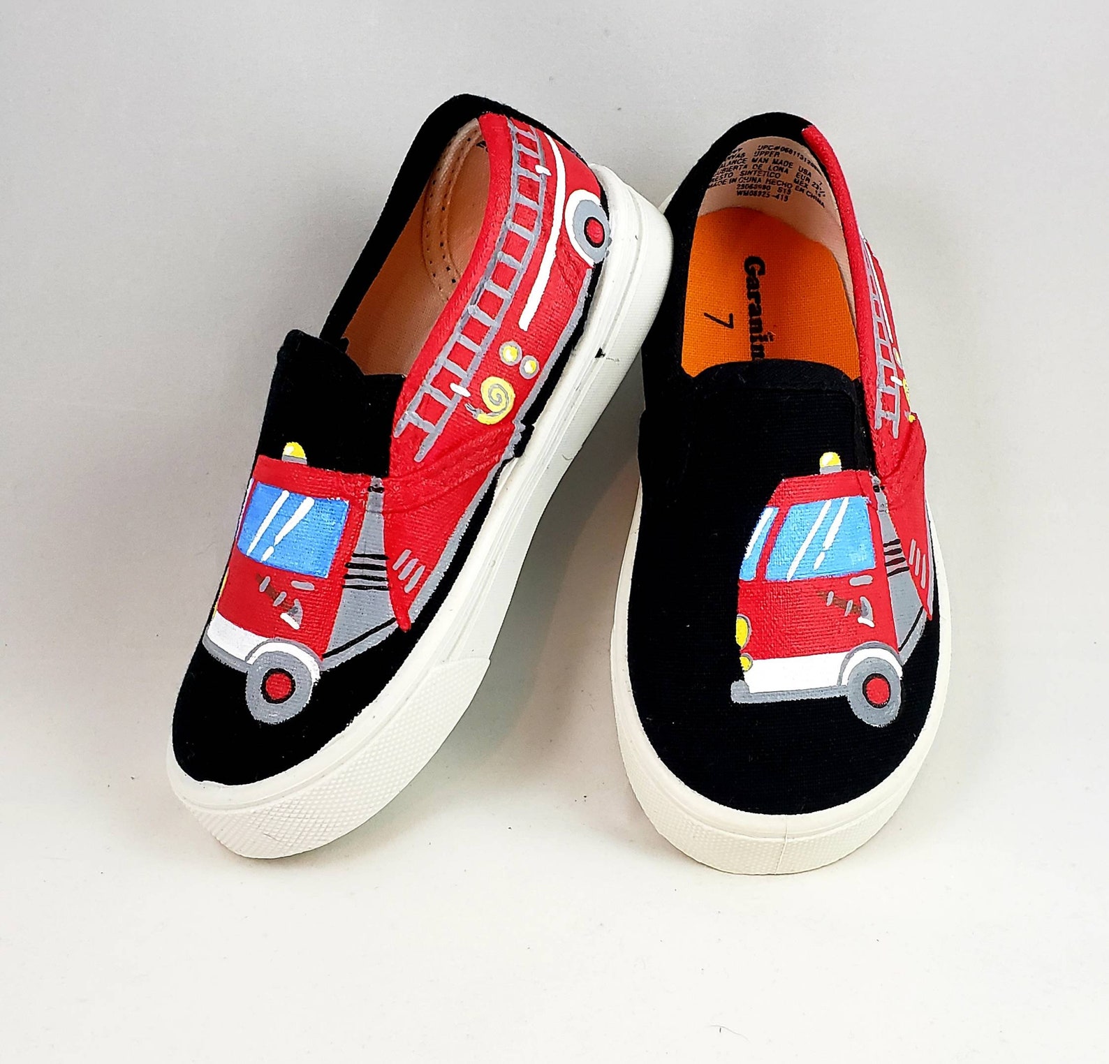 Firefighter Shoes Fire Truck Shoes Hand Painted Shoes Baby Etsy