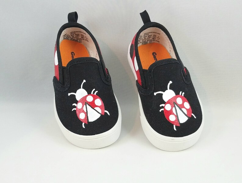 and Women/'s Sizes ChildYouth BabyToddler Hand PAINTED LADYBUG SHOES