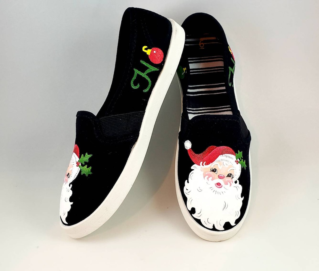 HAND PAINTED CHRISTMAS Shoes, Santa Shoes, Baby/toddler, Child/youth ...