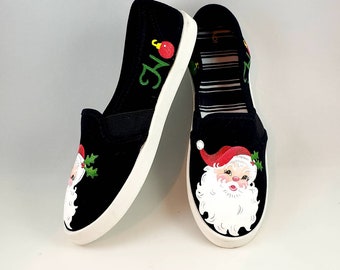 HAND PAINTED CHRISTMAS Shoes, Santa shoes, Baby/Toddler, Child/Youth, and Women's Sizes