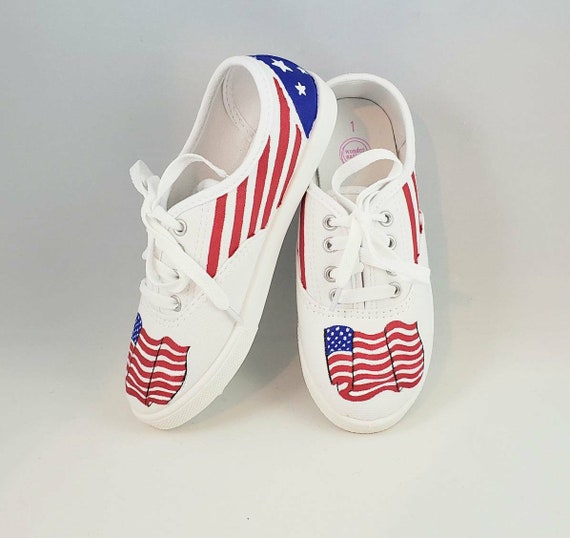 CUSTOM HAND PAINTED Patriotic Sneakers 4th of July - Etsy