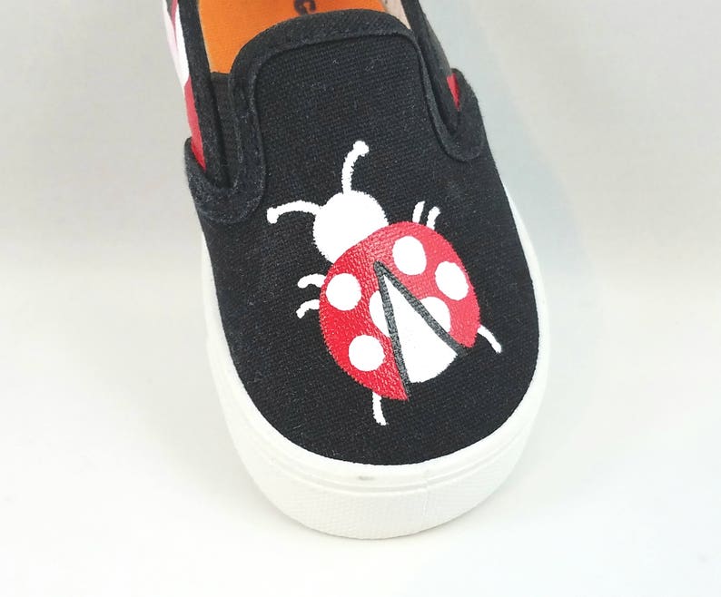 and Women/'s Sizes ChildYouth BabyToddler Hand PAINTED LADYBUG SHOES