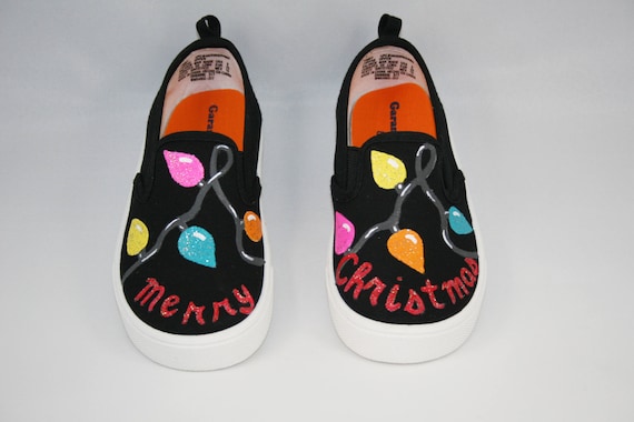 Hand PAINTED CHRISTMAS SHOES Christmas Light Shoes Baby toddler