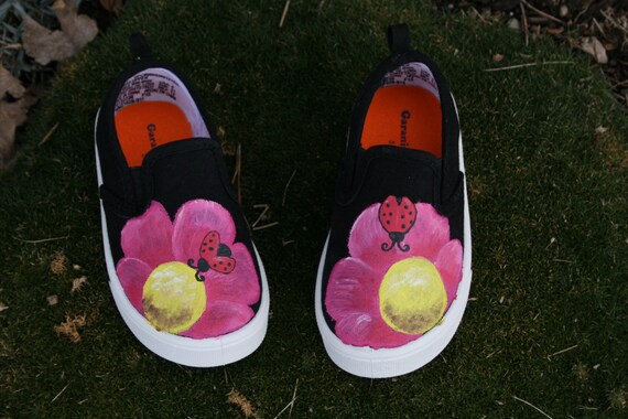 and Women/'s Sizes ChildYouth BabyToddler Hand PAINTED LADYBUG SHOES