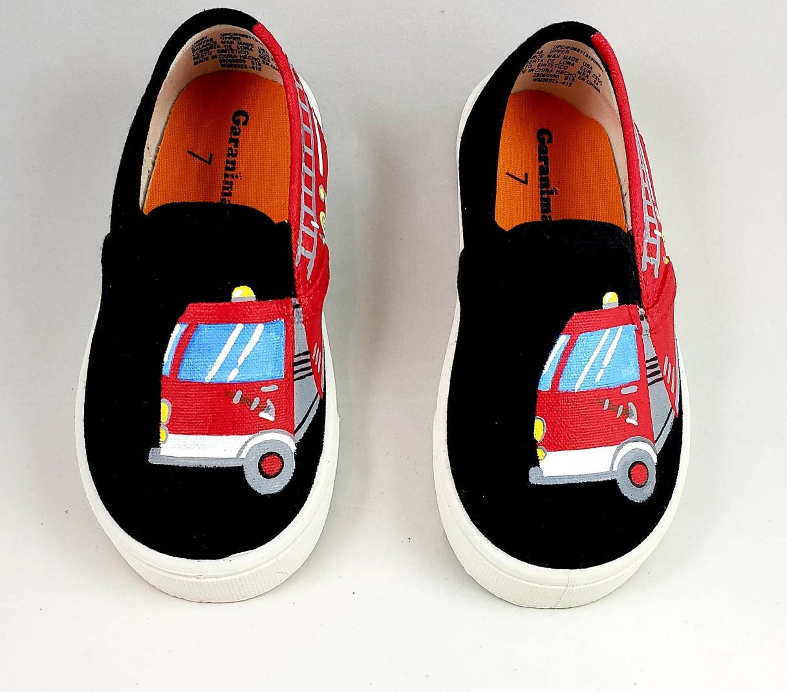 Firefighter Shoes Fire Truck Shoes Hand Painted Shoes Baby Etsy