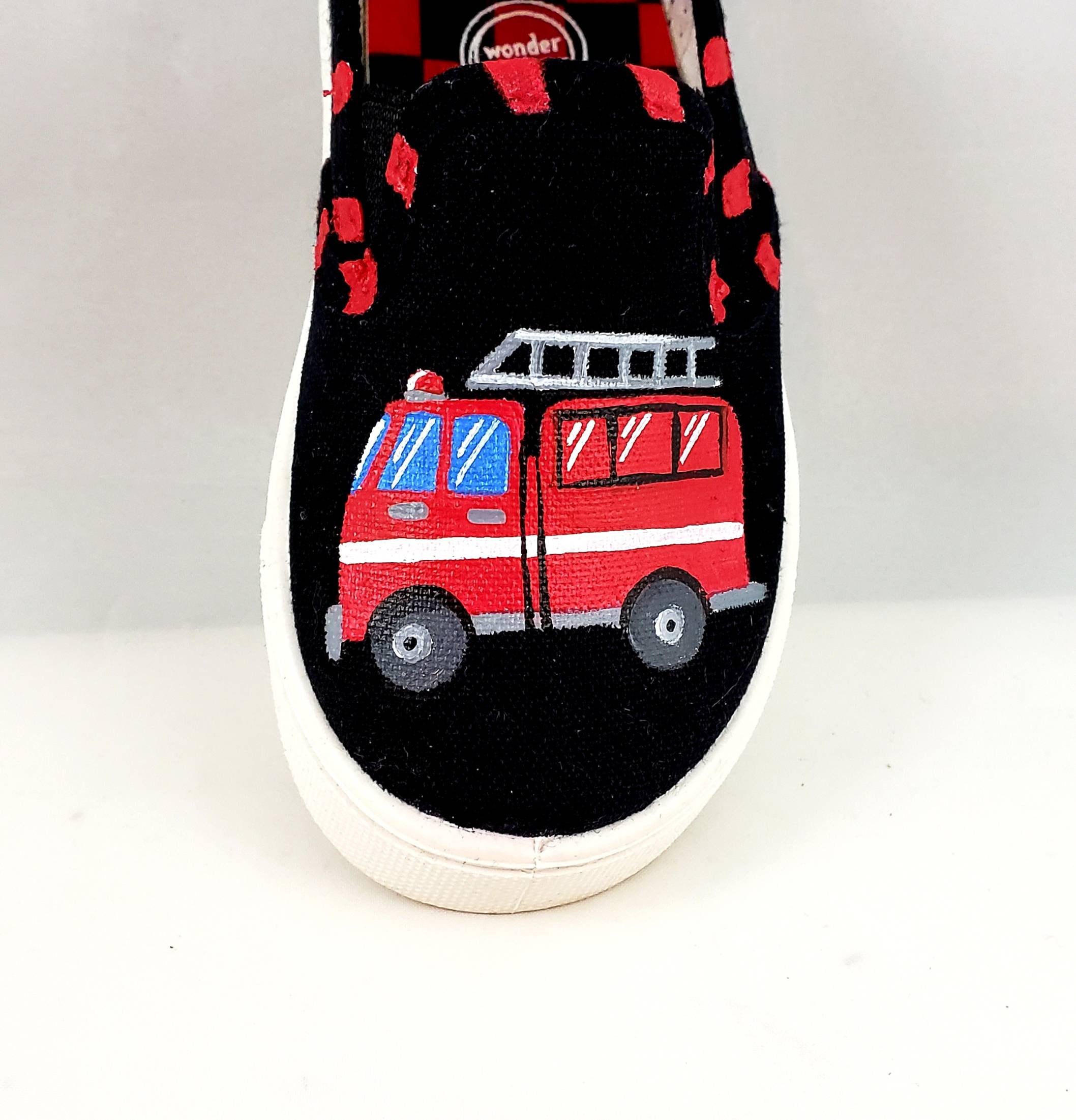 Hand PAINTED FIRETRUCK SHOES Firefighter Shoes Baby Toddler Etsy