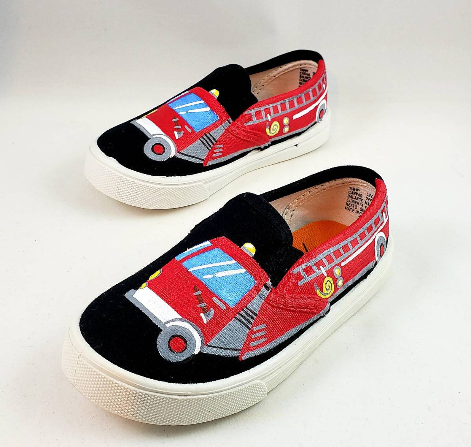 Firefighter Shoes Fire Truck Shoes Hand Painted Shoes Baby Etsy