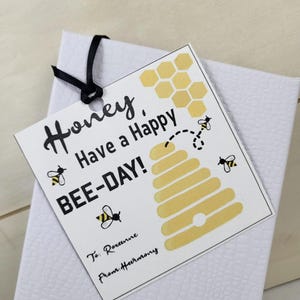 Digital gift tag, Birthday tag, honey or bee themed gift tag,  printable tag, digital download, editable tag