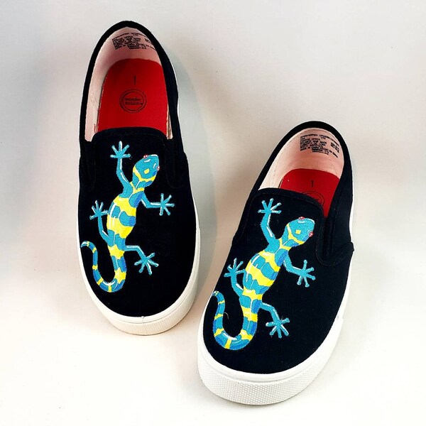 Hand PAINTED LIZARD SHOES, reptile shoes,  baby, toddler, child, youth, and women's sizes