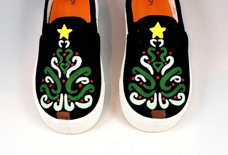 Hand Painted CHRISTMAS SHOES Christmas Tree Shoes Baby/ | Etsy