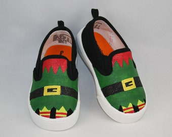 Hand PAINTED ELF SHOES, Christmas Shoes, Baby/Toddler, Child/Youth, and Women's Sizes