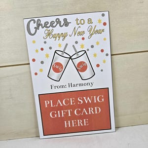 Portatarjetas de regalo con saludos digitales para un feliz AÑO NUEVO, portatarjetas de regalo Swig, portatarjetas editable e imprimible, descarga digital