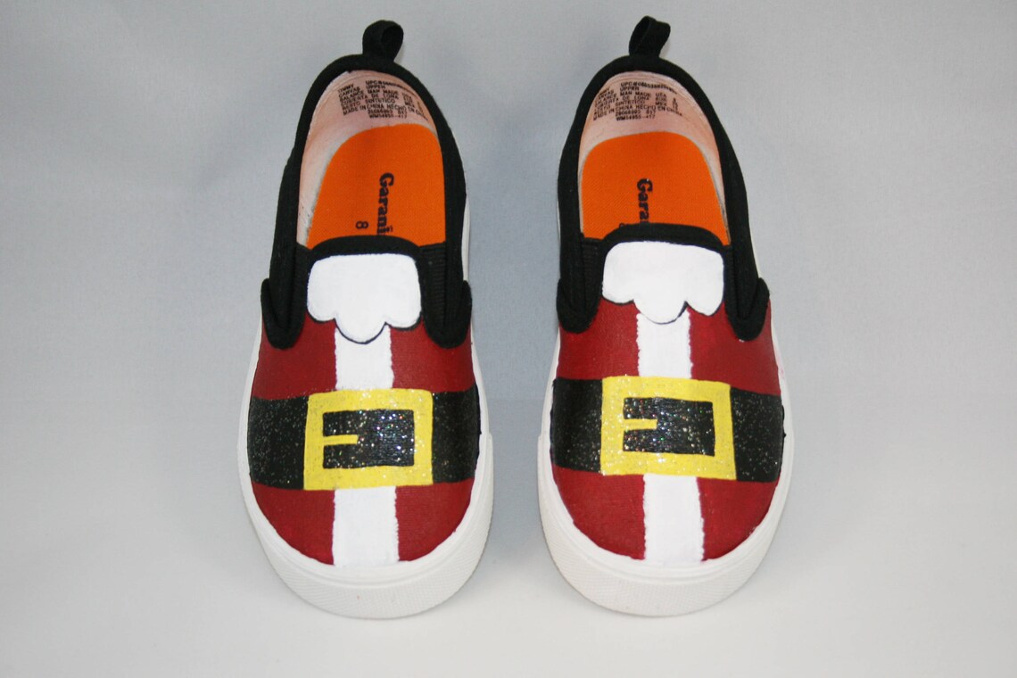Hand PAINTED SANTA SHOES Santa's Belt Shoes Christmas - Etsy