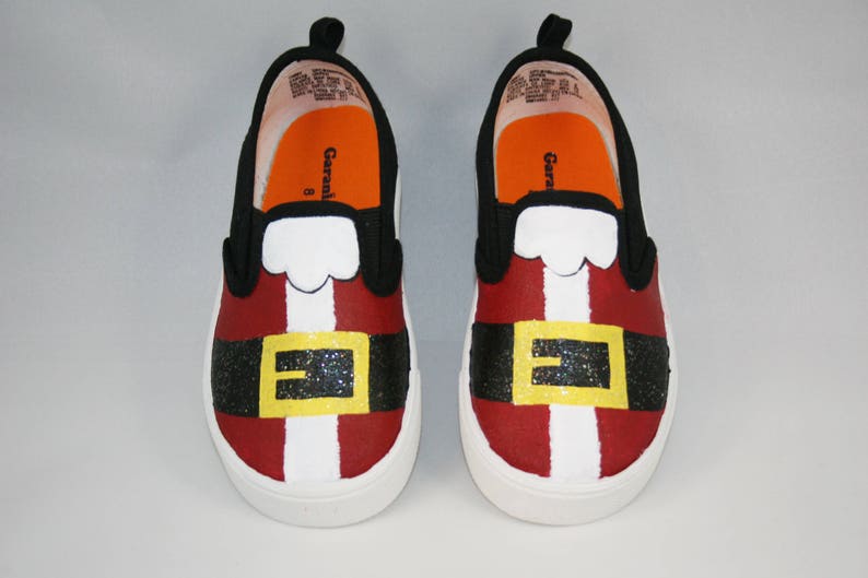 Hand PAINTED SANTA SHOES Santa's Belt Shoes Christmas Etsy