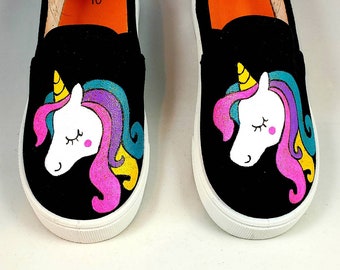 Hand PAINTED UNICORN SHOES,  baby, toddler, child, youth, and women's sizes