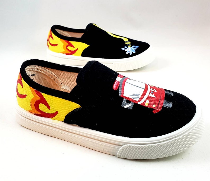 Hand PAINTED FIREFIGHTER SHOES Fireman Shoes Baby/toddler Etsy