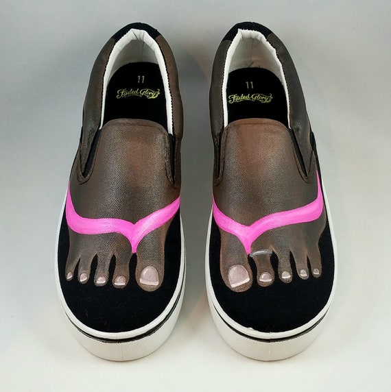 Zapatos flip flop pintados a mano zapatos de Etsy México