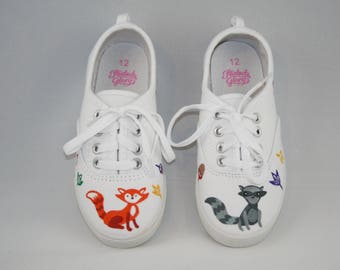 HAND PAINTED Fall shoes, Fox shoes, Autumn Shoes, Woodland animal Shoes, Toddler, Child/Youth, and Womens Sizes