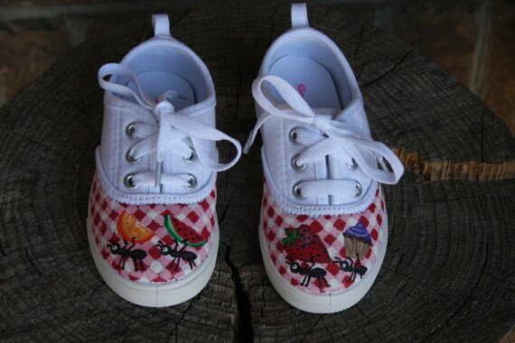 HAND PAINTED PICNIC Shoes Summer Shoes Toddler Child/Youth