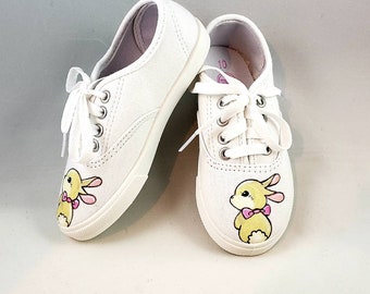 Hand PAINTED BUNNY SHOES,  Easter shoes,  toddler, child, youth and women's sizes