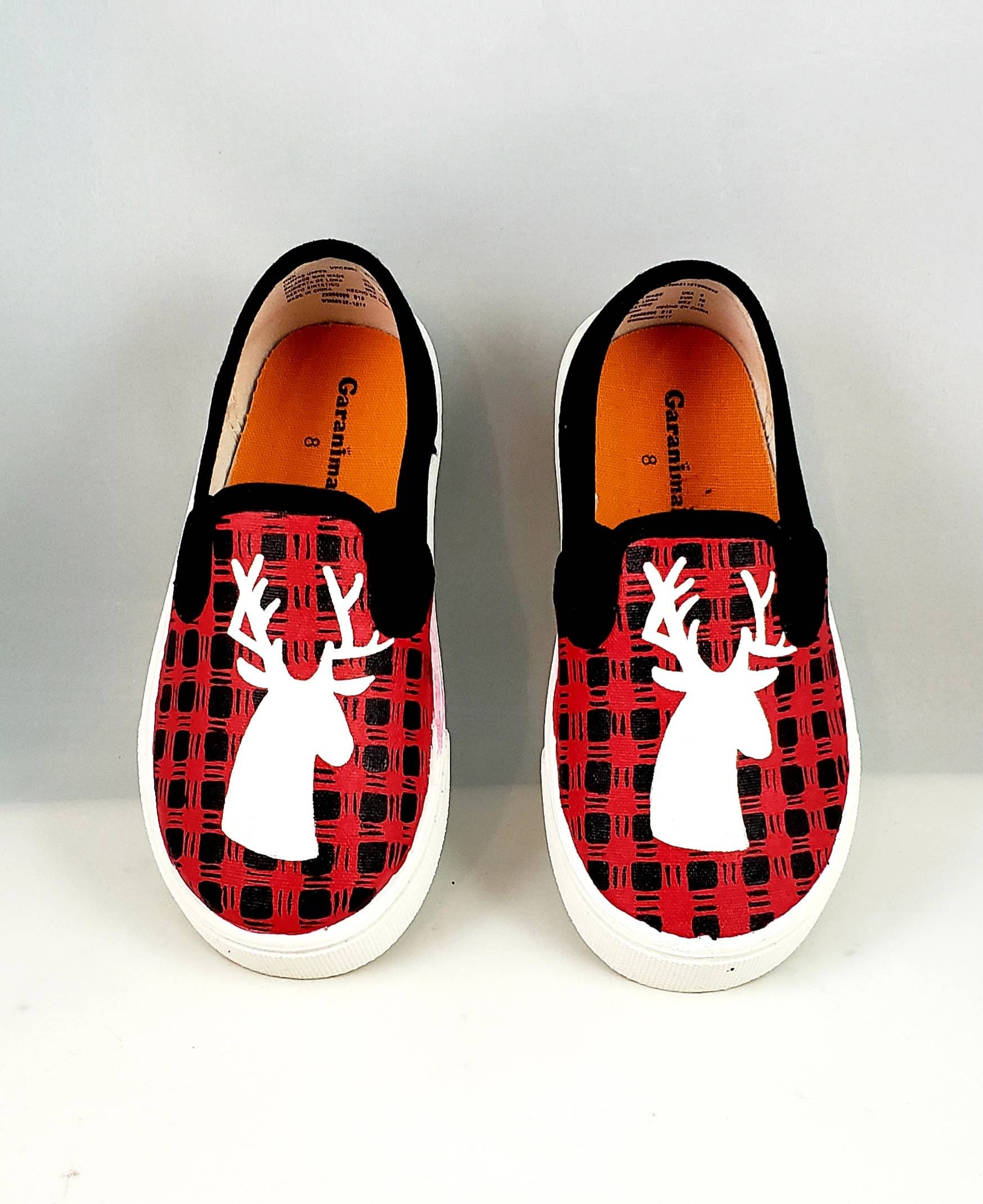 Hand PAINTED CHRISTMAS SHOES Rustic Christmas Shoes Stag Etsy