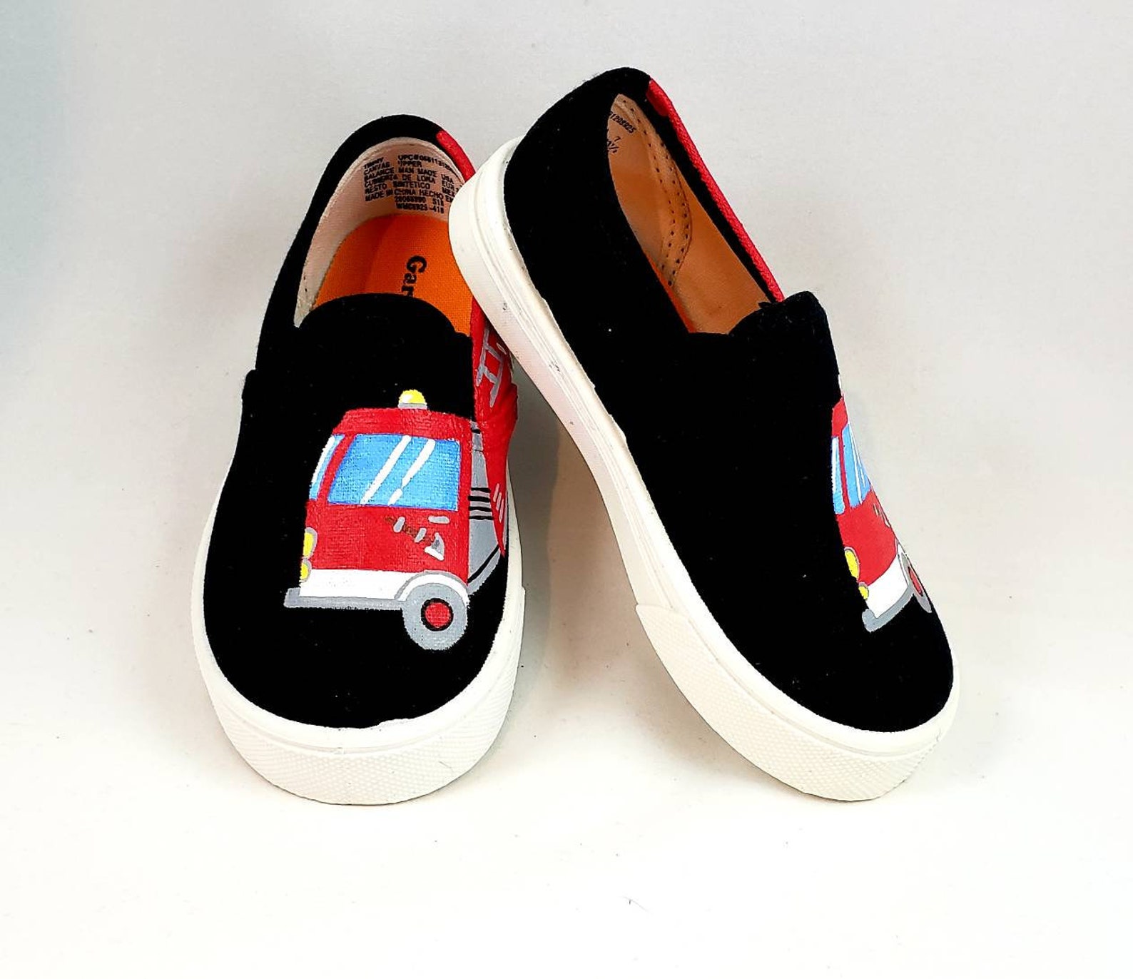 Firefighter Shoes Fire Truck Shoes Hand Painted Shoes Baby Etsy