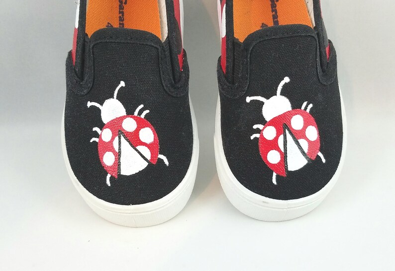 and Women/'s Sizes ChildYouth BabyToddler Hand PAINTED LADYBUG SHOES