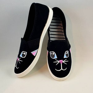 Hand PAINTED CAT SHOES, Cat face, Baby/Toddler, Child/Youth, and Women's Sizes