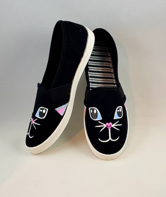 ZAPATOS DE GATO PINTADOS A MANO Cara de gato Bebé Niño - Etsy