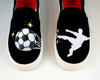 HAND PAINTED SOCCER Shoes, boy shoes, Baby/Toddler, Child/Youth, and Womens Sizes
